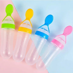 Silicone Baby Spoon Squeezing Feeding Bottle