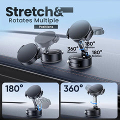 Anti-Slip Magnetic Car Phone Holder with Industrial Vacuum Suction - Universal 360°